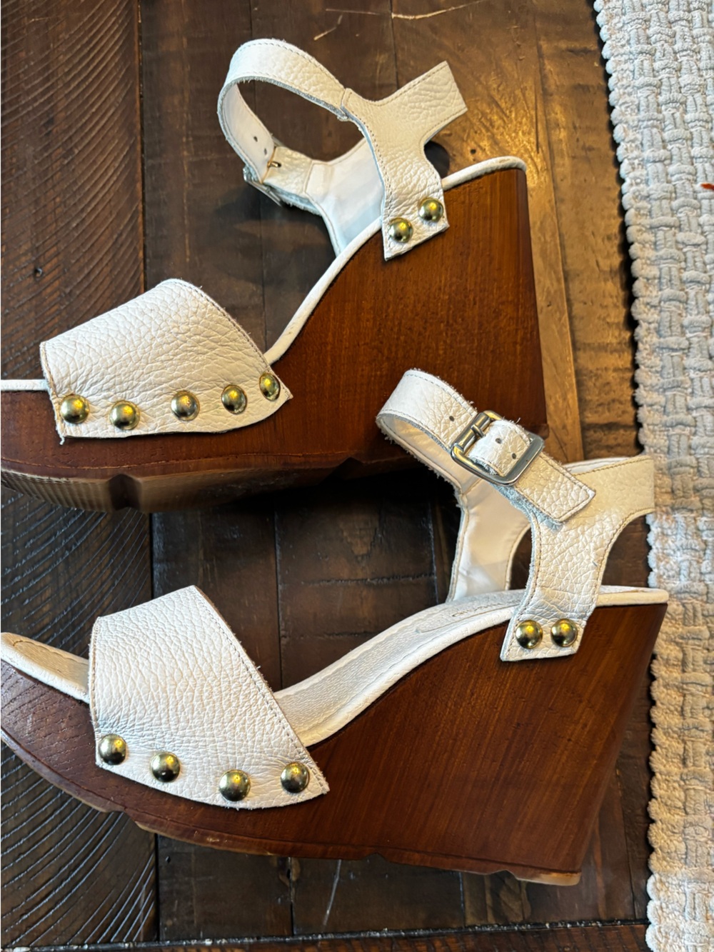 ⛵️Christian Di Riccio Italy White Leather Platform Wedge Sandals Size 39 US 8.5